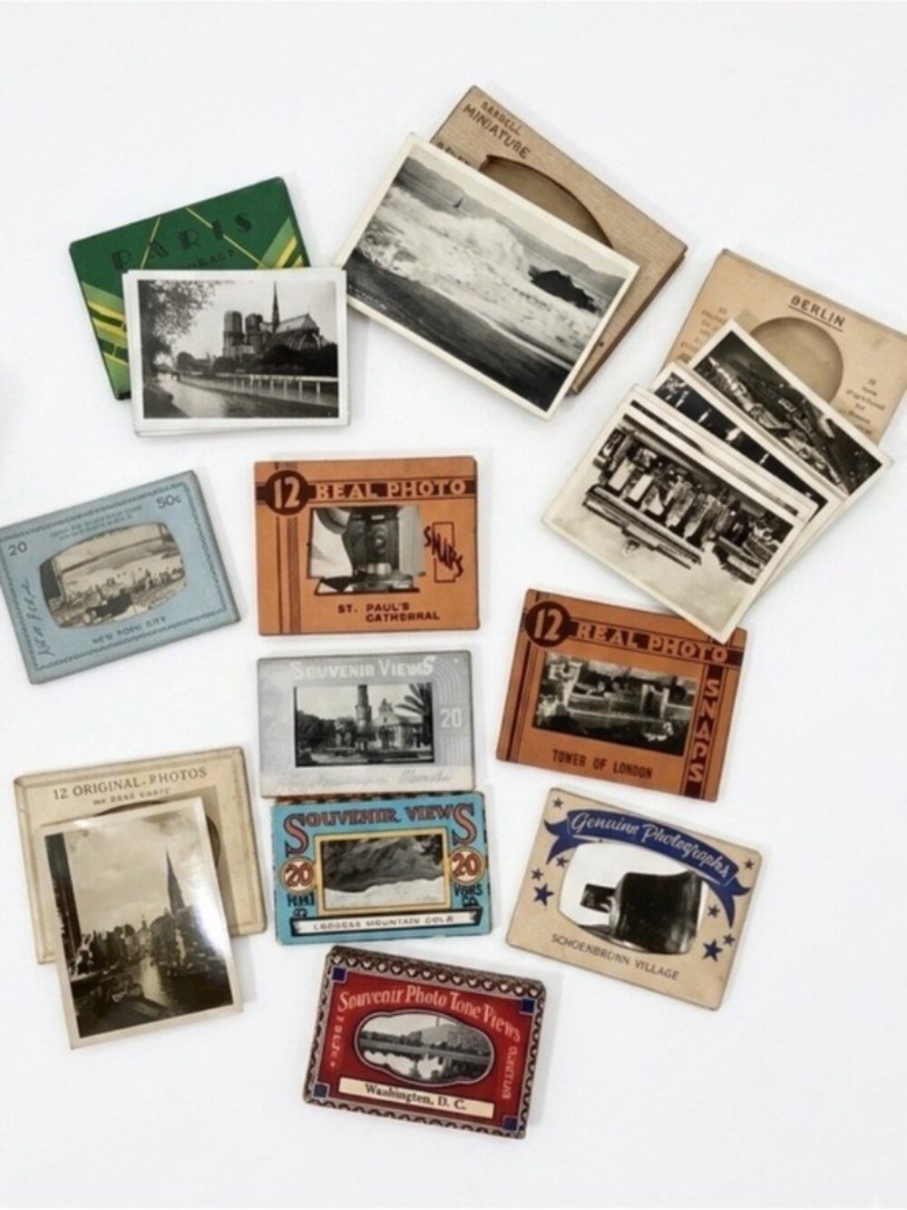 Vintage Real Photo Souvenir Snap Set Lot of 10 Paris Berlin NYC London St August